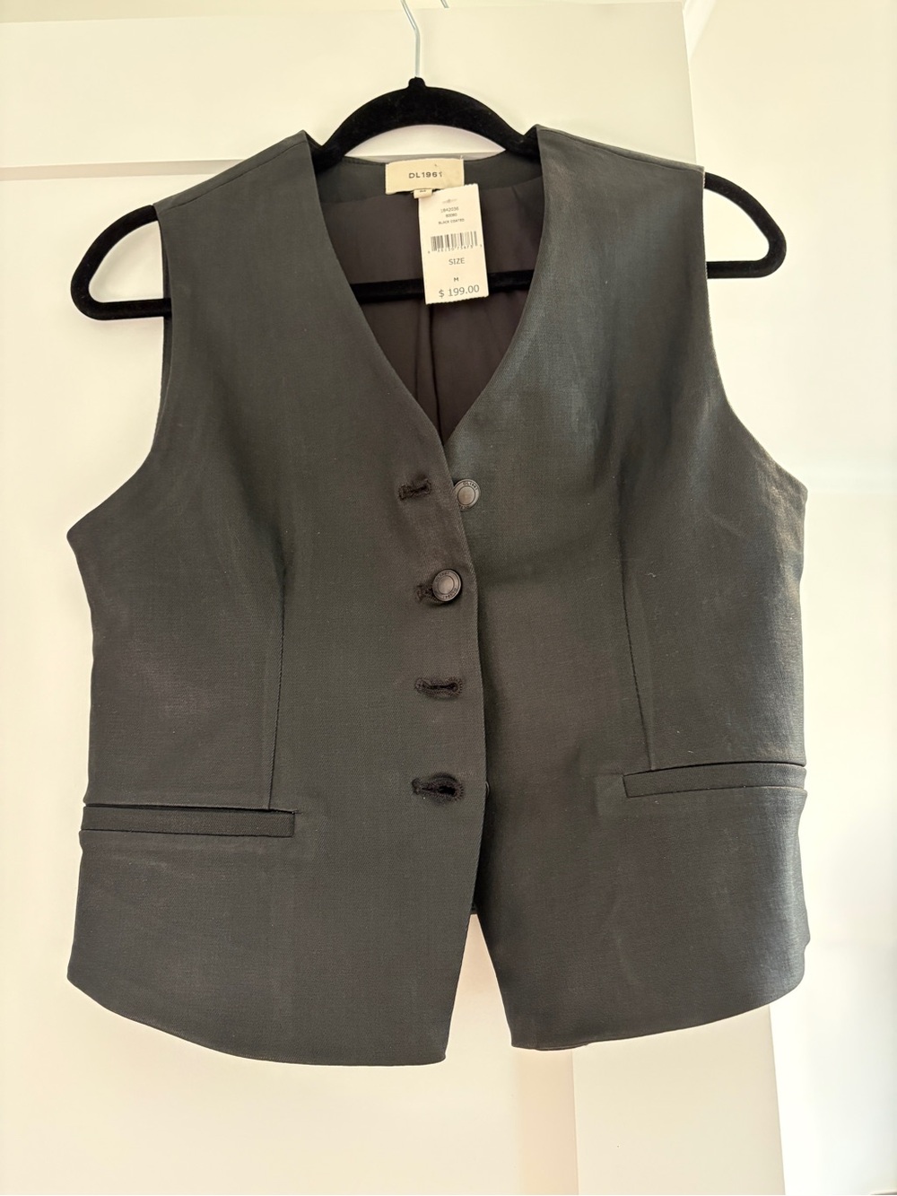 DL1961 Women's Black Tailored Button Vest